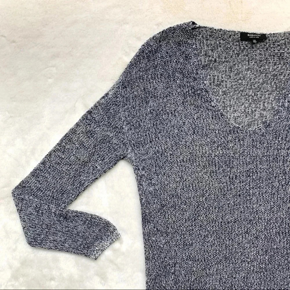 Aritzia Babaton Jarrod Sweater V-neck Long sleeve Grey Knit Heathered XXS - Picture 9 of 16